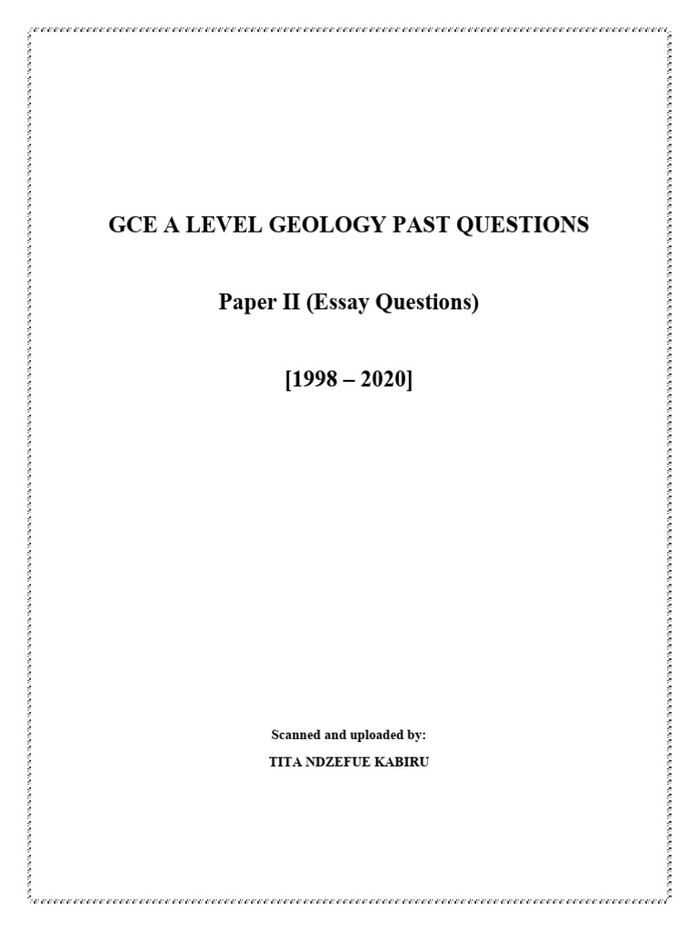 A Level Geology Past Essay Questions | PDF