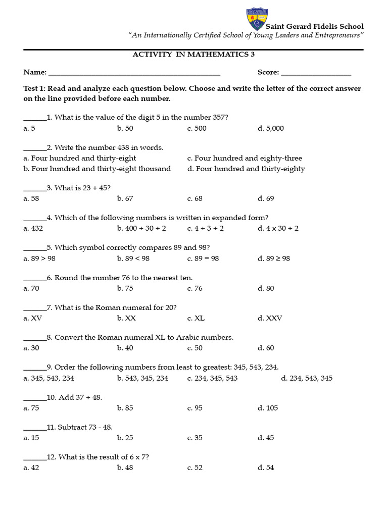 Math Activities for Young Learners | PDF | Mathematics