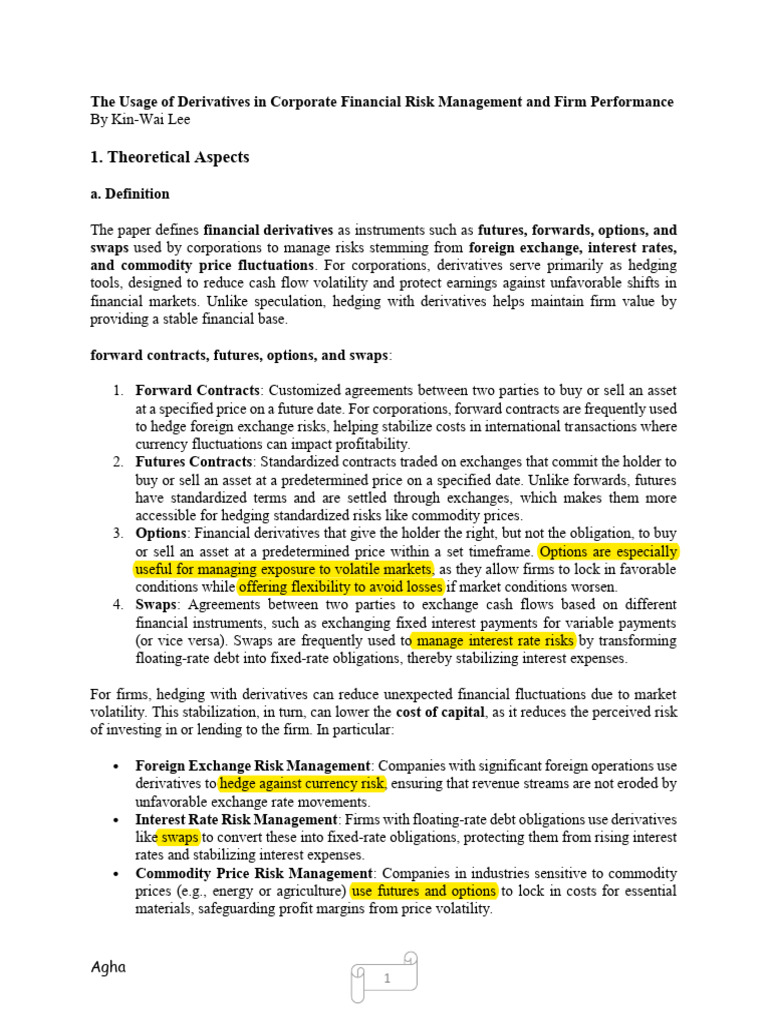 Derivatives in Corporate Risk Management | PDF | Derivative (Finance ...
