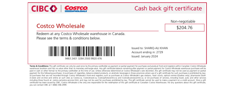 Gift Certificate | PDF | Costco | Gift Card
