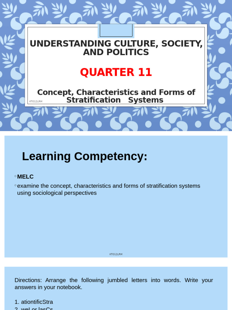 Q2 Concept Characteristics and Forms of Stratification Systems | PDF ...
