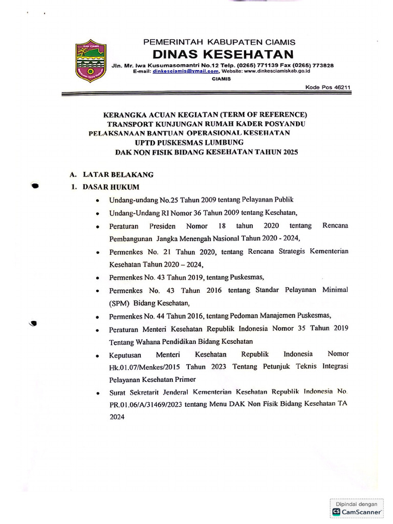 Tor Dan Rab Transport Kunjungan Rumah Kader Posyandu | PDF