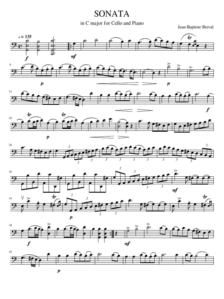 Cello sonata in c major op 40 no 1 by jean baptiste brval pdf