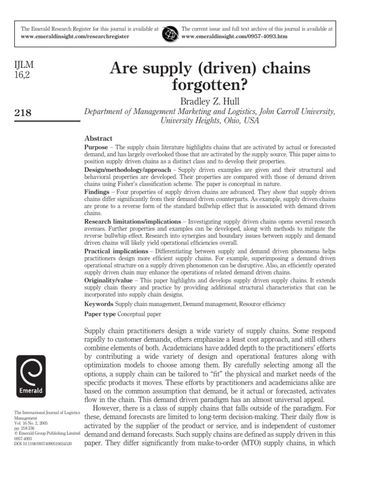 Understanding Supply Driven Chains | PDF | Supply Chain | Demand