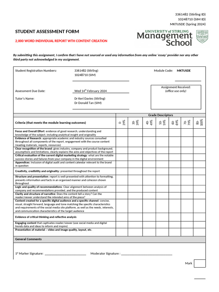 MKTUSDE - Individual Report | PDF | Target Audience | Digital Marketing