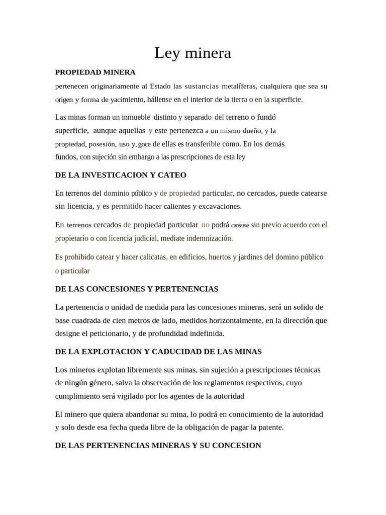 Ley Minera | PDF | Propiedad | Daños y perjuicios
