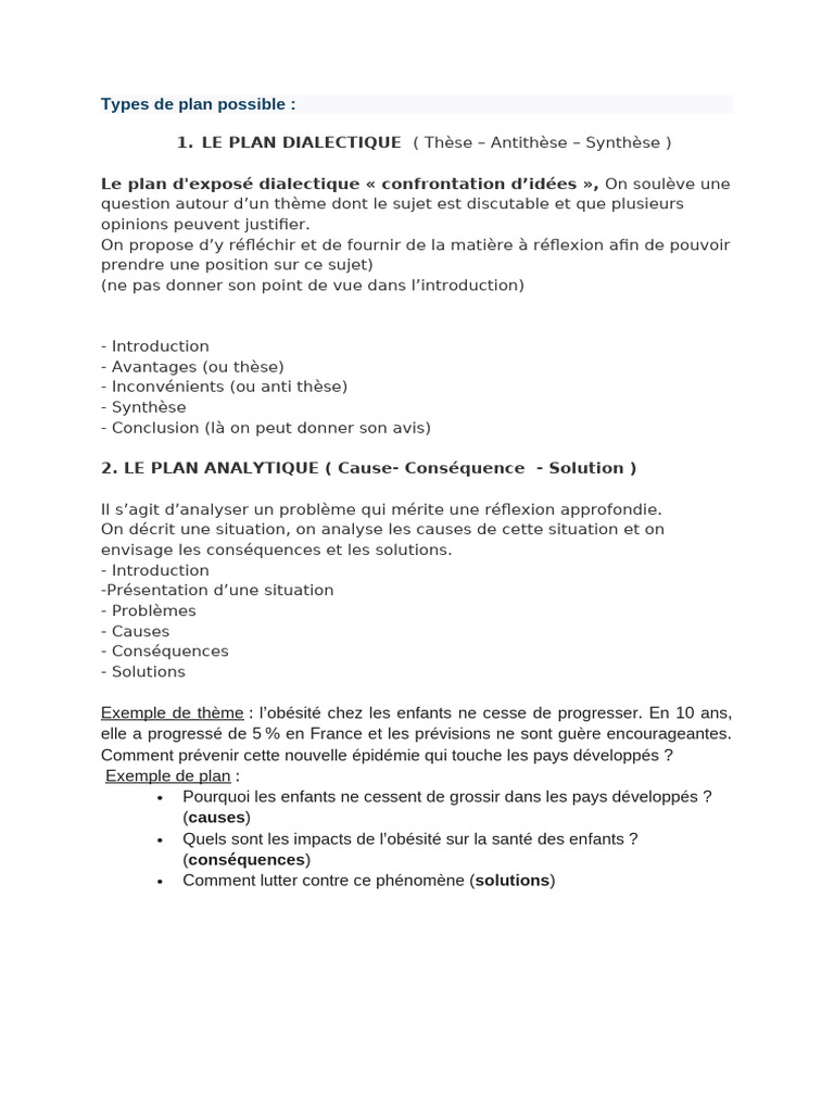 Types de plans d'exposé efficaces | PDF