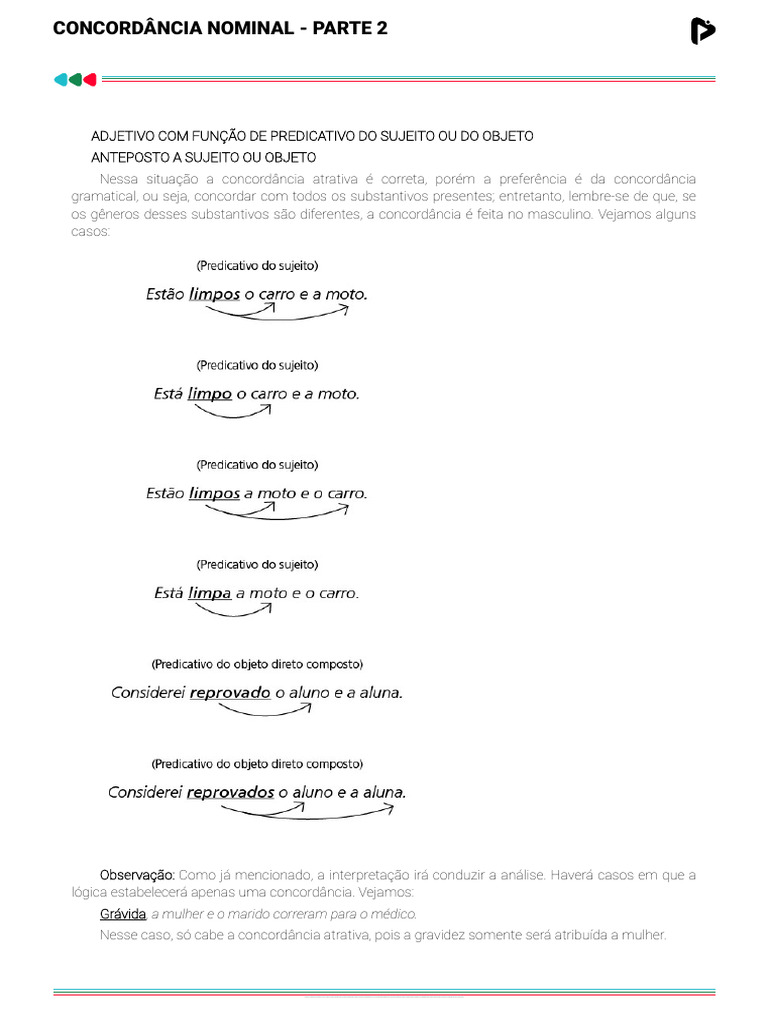 Concordância Nominal: Regras e Exemplos | PDF | Substantivo | Adjetivo