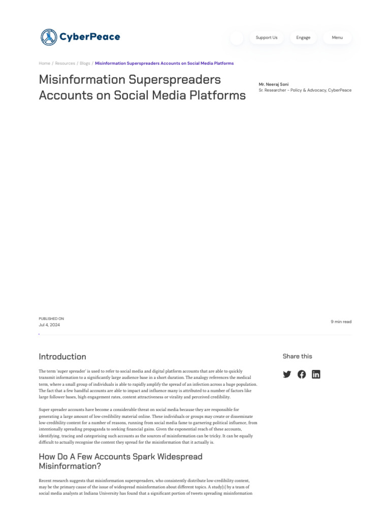 Misinformation Superspreaders on Social Media | PDF | Social Media ...