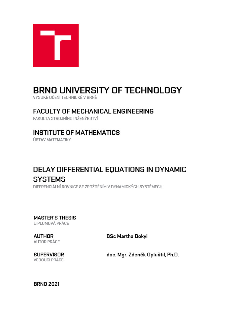 Delay Differential Equations in Dynamics | PDF | Stability Theory ...