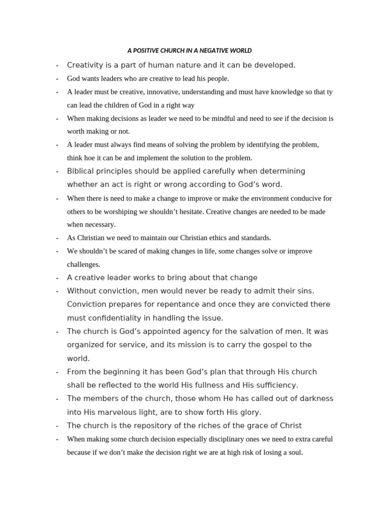 A Positive Church in A Negative World-Summary | PDF | God | Salvation