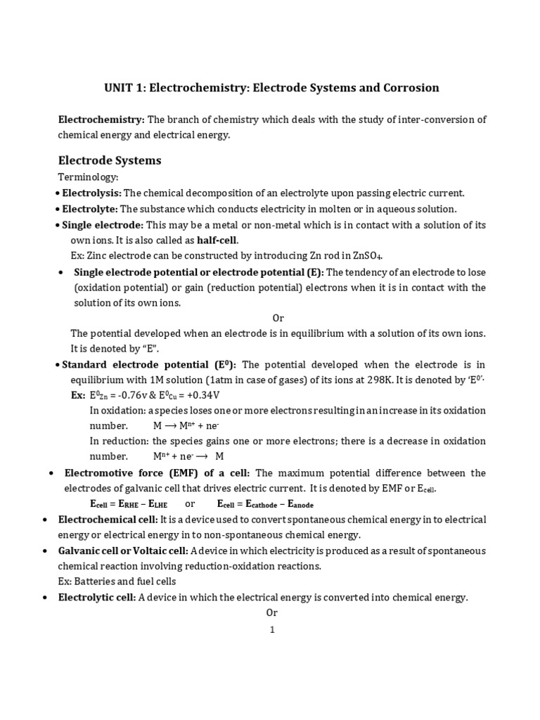 Unit 1 BMSCE | PDF | Corrosion | Electrochemistry