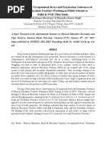 Intervention On Occupational Stress and Frustration Tolerance of Physical Education Teachers Working in Public Schools at Delhi & NCR: Pilot Study