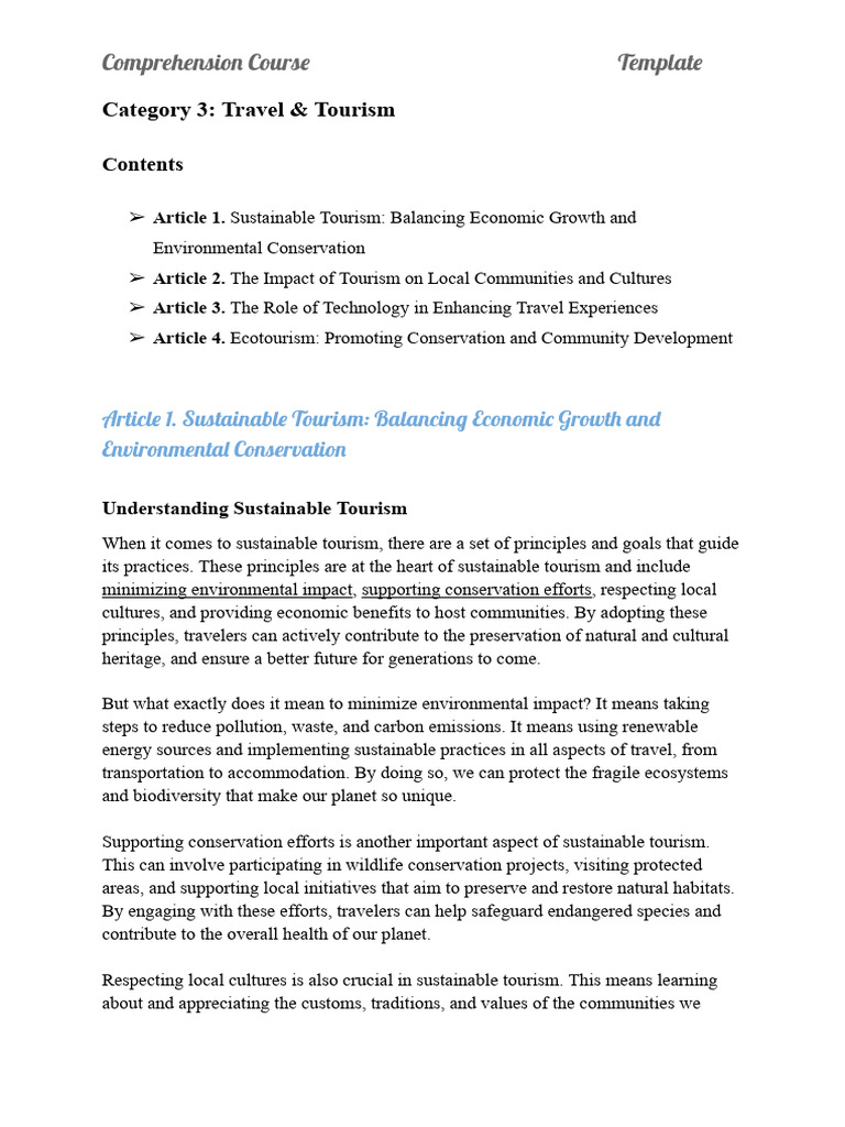 Sustainable Tourism Insights | PDF | Sustainability | Tourism