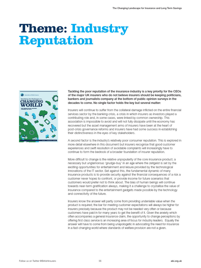 Theme - Industry Reputation | PDF | Reputation | Insurance