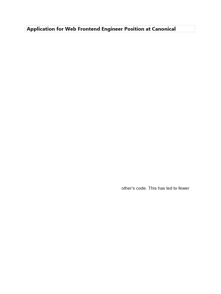Application For Web Frontend Engineer Position at Canonical | PDF | Web ...