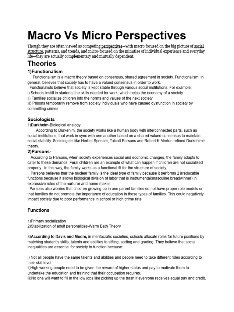 Macro and Micro Sociological Perspectives | PDF | Feminism | Gender Studies