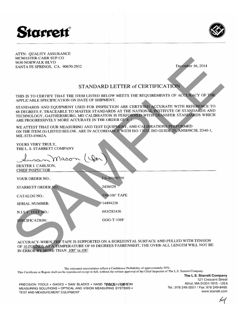 Sample Certificate For 1936A102 | PDF