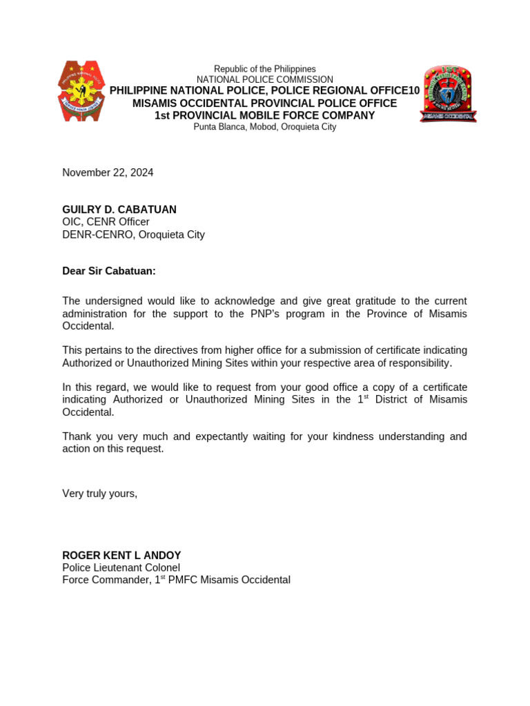Request for Mining Site Certification | PDF