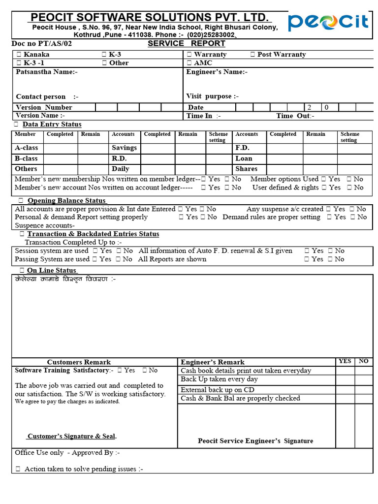 Peocit Software Service Report | PDF | Computers