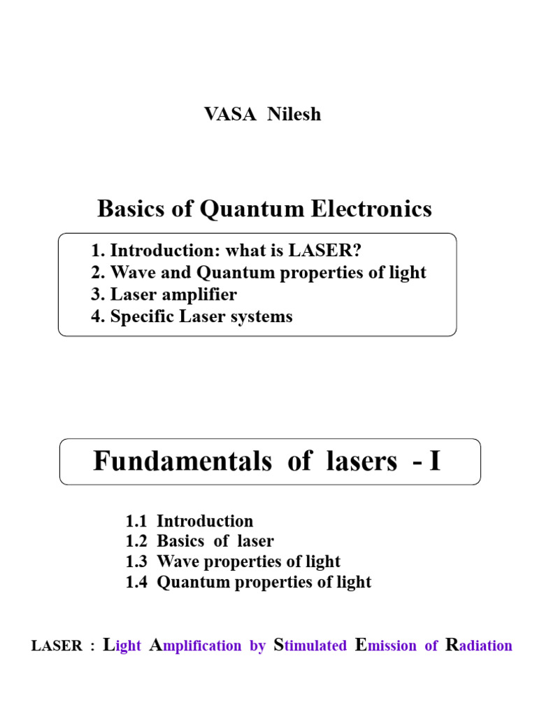 Fundamentals of Quantum Electronics | PDF | Laser | Electromagnetic ...