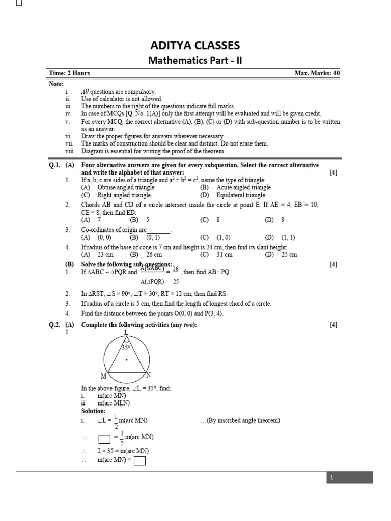 Maths 2 second test | PDF | Circle | Triangle