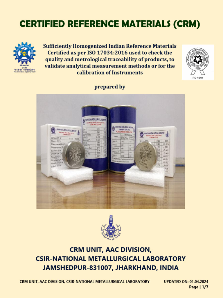 Certified Reference Materials for Metals | PDF | Manganese | Iron