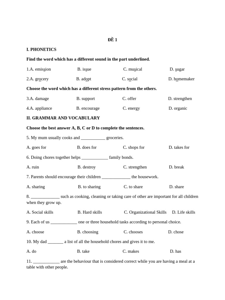 Phonetics and Grammar Practice Test | PDF | Recycling | Economy And The ...
