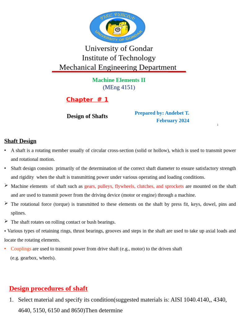 Shaft Design Principles and Materials | PDF | Axle | Strength Of Materials