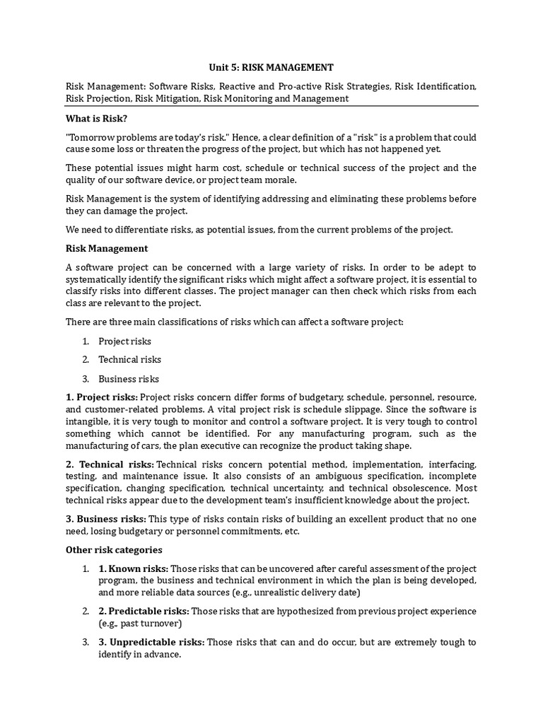 Effective Software Risk Management Strategies | PDF | Risk | Risk ...