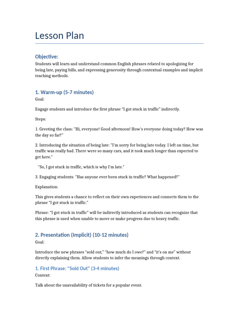 Lesson Plan | PDF | Teaching Method | Human Communication
