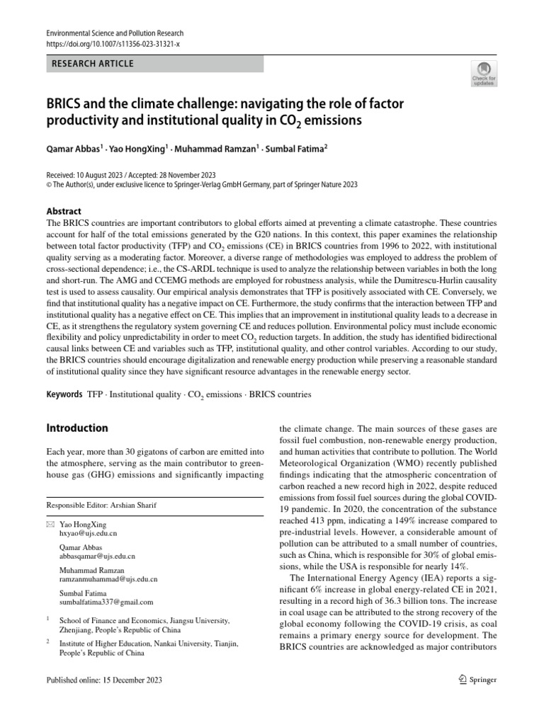 BRICS and The Climate Challenge | PDF | Principal Component Analysis ...