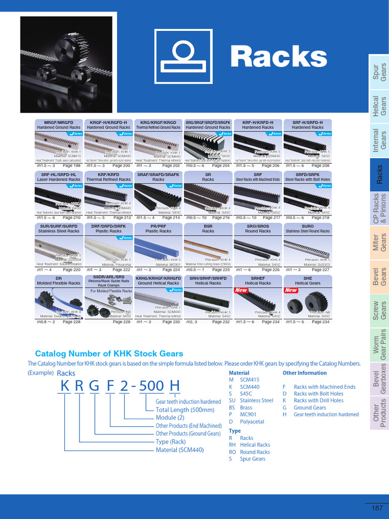 KHK Precision Gear Racks Catalog | PDF | Gear | Mechanical Engineering