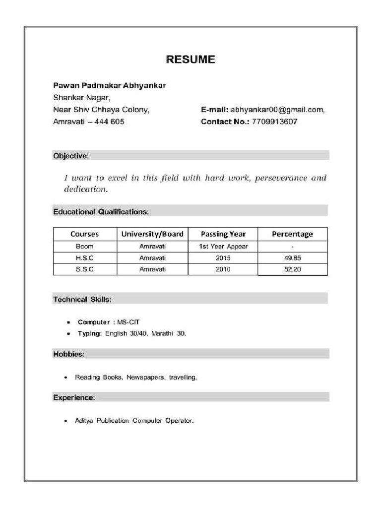 Simple Resume Format 1 638 | PDF