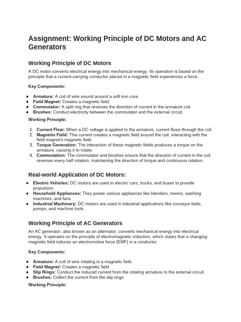 B) Explain The Working - Principle of DC Motors And... | PDF | Electric ...