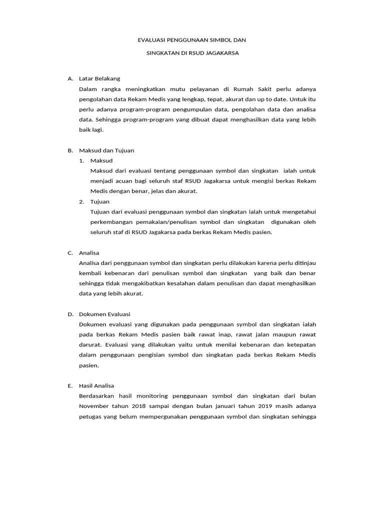 Evaluasi Penggunaan Singkatan Dan Symbol | PDF