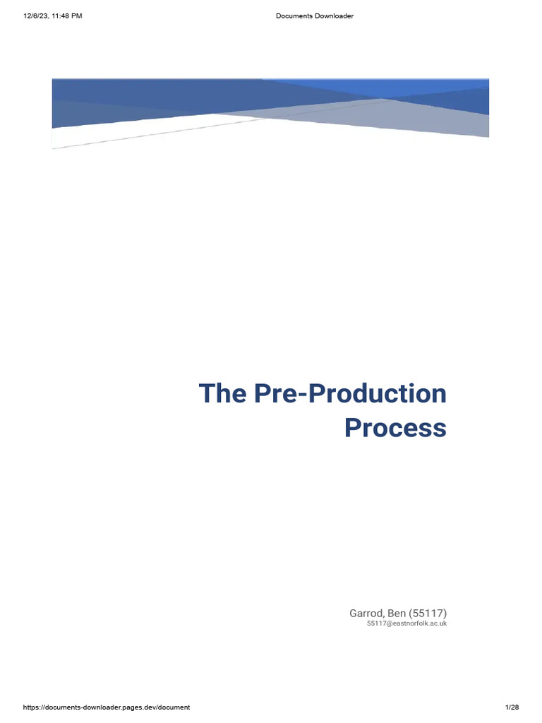 The Pre ProductionProcess | PDF | You Tube | Television