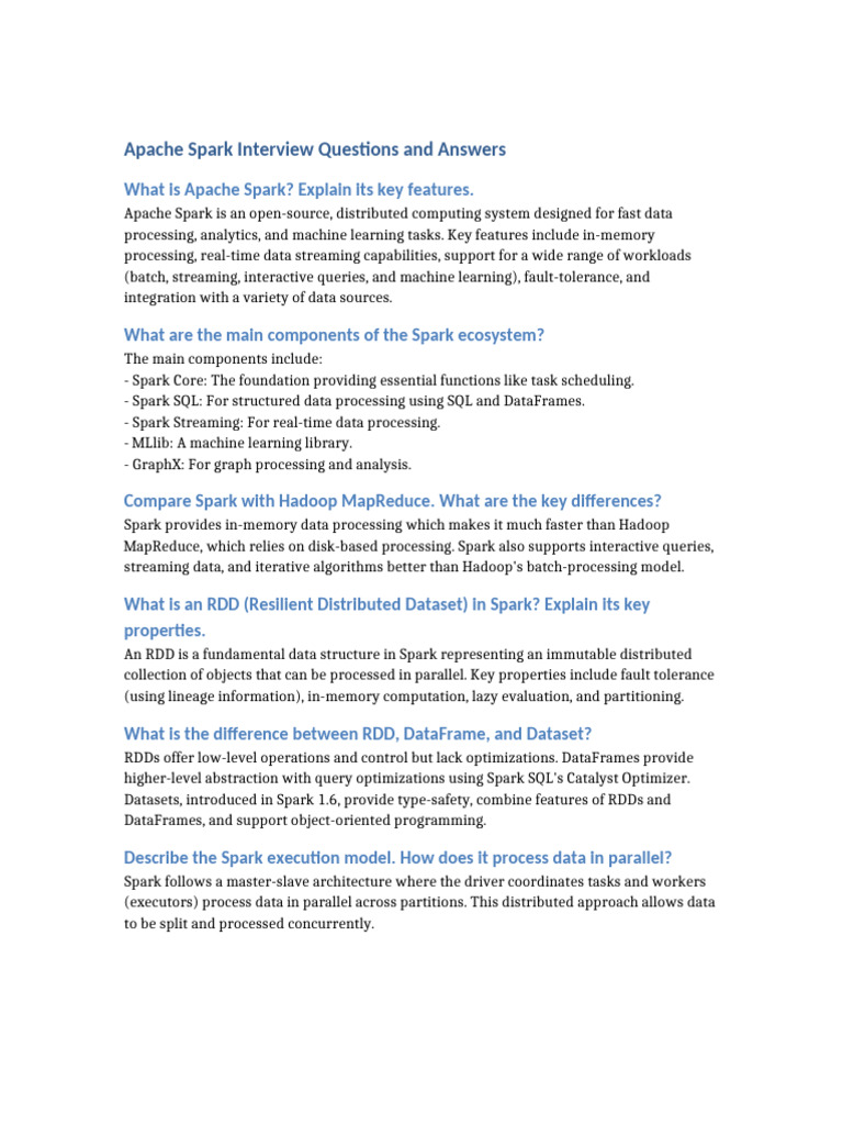 Apache Spark Interview Q&A Guide | PDF | Apache Spark | Information ...