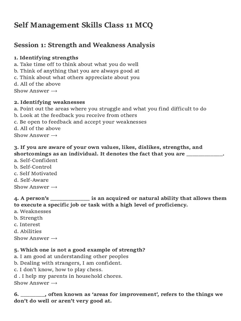 self-management-skills-class-11-mcq-pdf-motivational-motivation