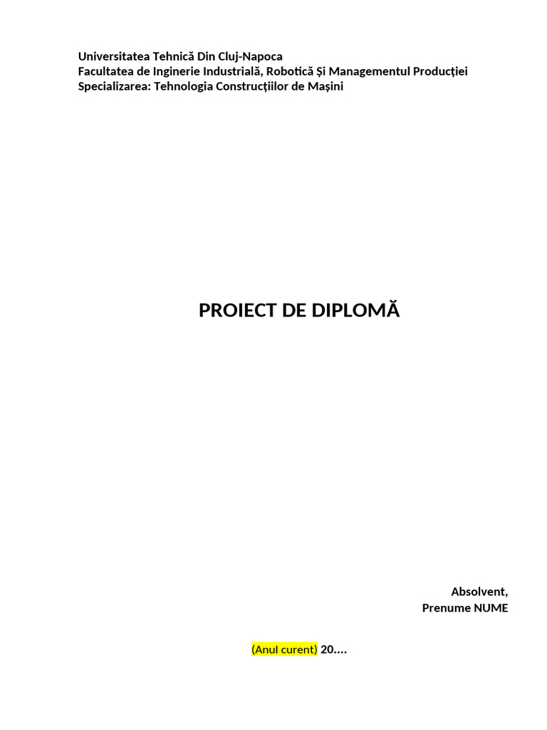 Model Proiect Diploma - 2024 | PDF