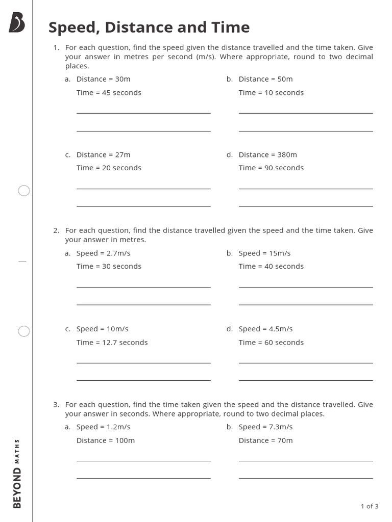 Speed, Distance and Time | PDF | Speed | Land Transport