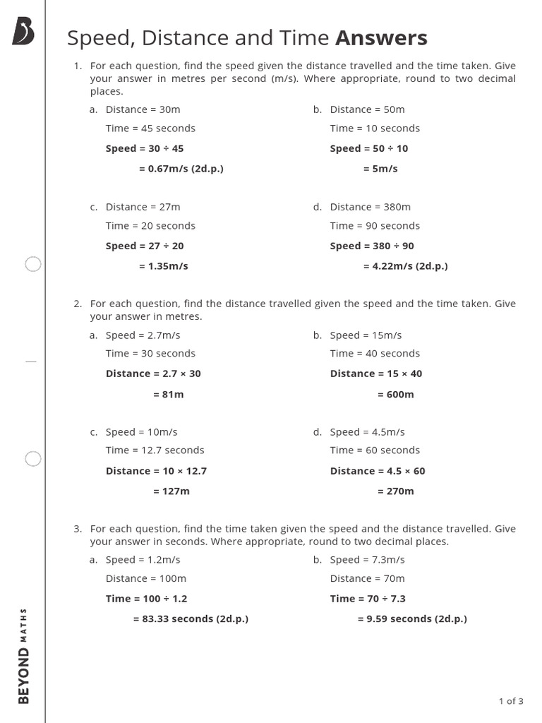 Speed, Distance, and Time Practice | PDF | Speed | Metrology