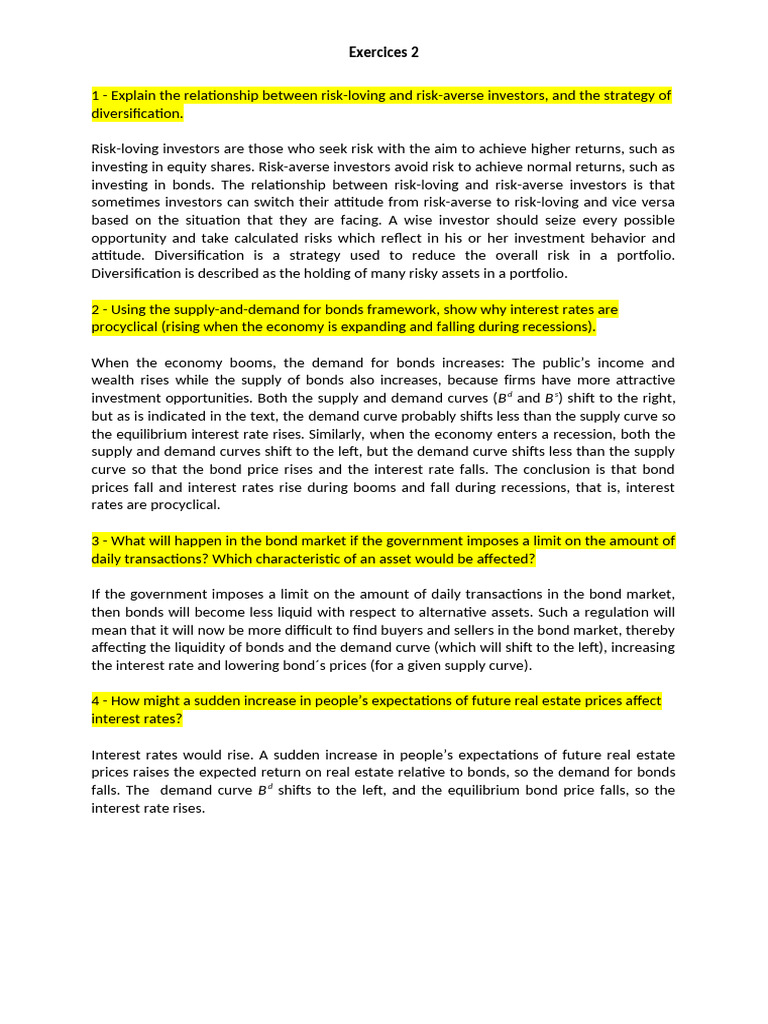 Exercises 2 C Pdf Bonds Finance Interest