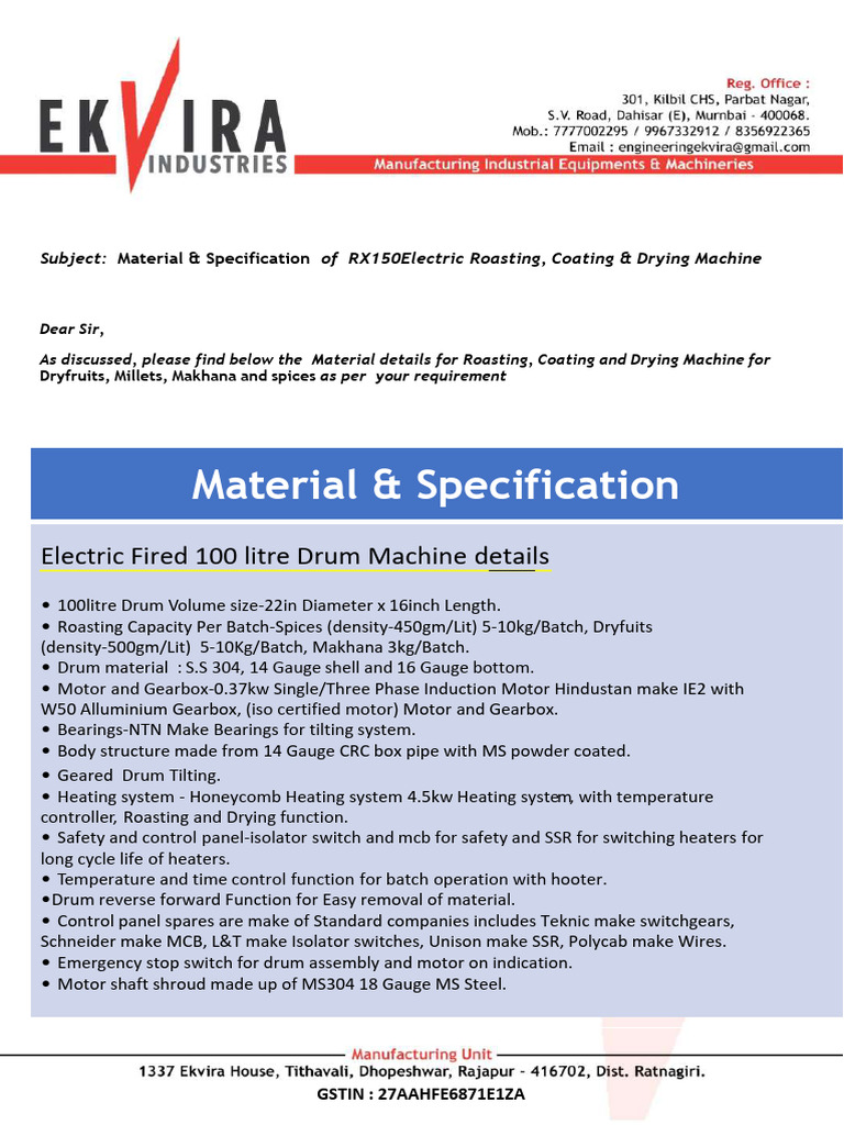 Material & Specification-RX150 | PDF