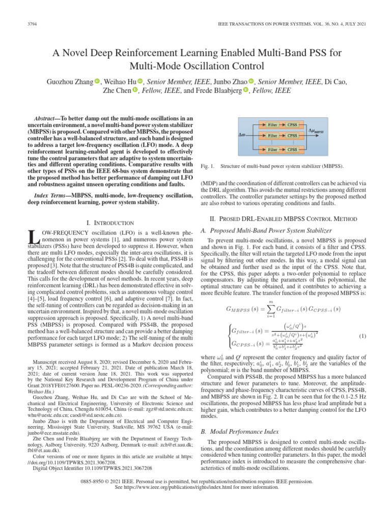 A Novel Deep Reinforcement Learning Enabled Multi-Band PSS For Multi ...