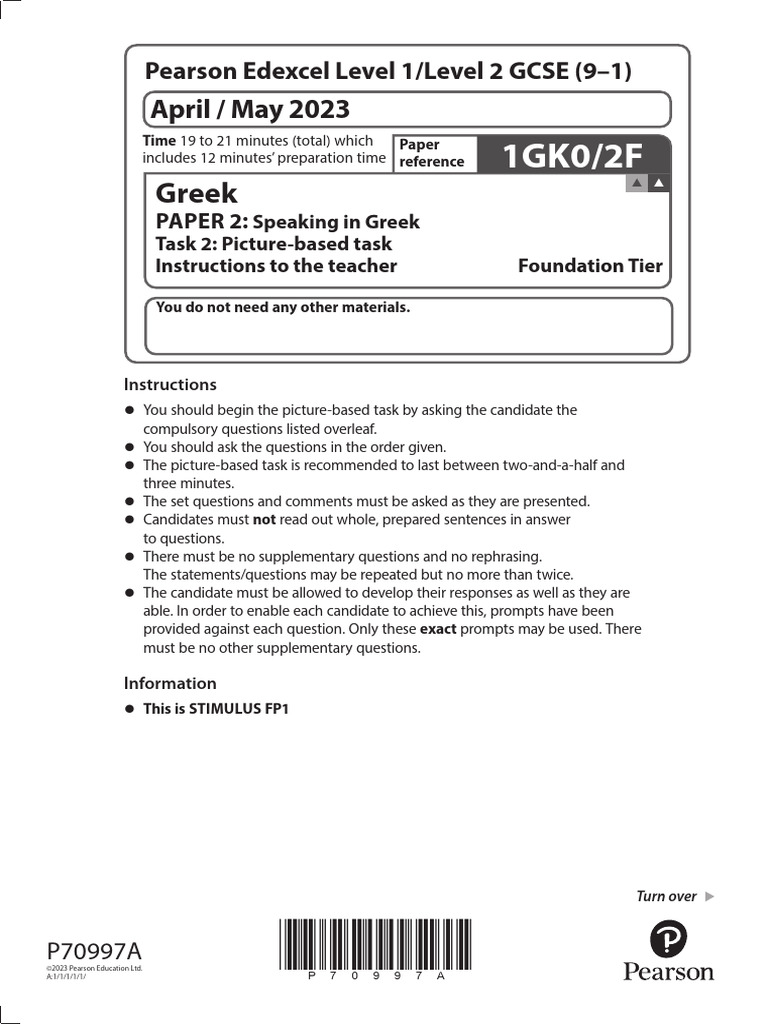 Greek GCSE Speaking Task Guide | PDF | United Kingdom | Evaluation Methods