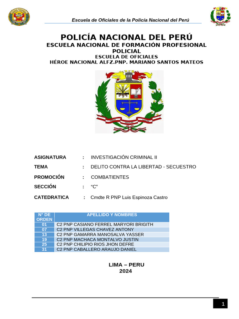 Delito de Secuestro en Perú: Análisis y Recomendaciones | PDF ...