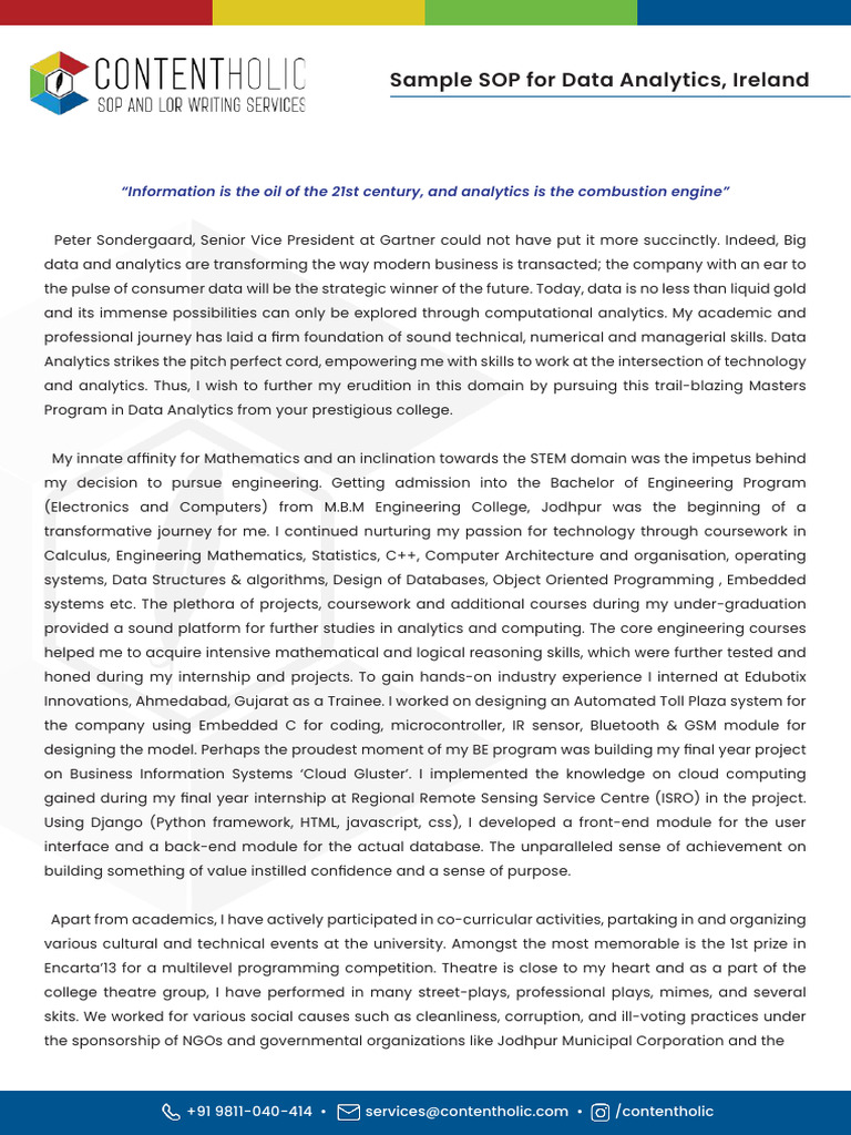 SOP for Master's in Data Analytics Ireland | PDF | Analytics | Mathematics