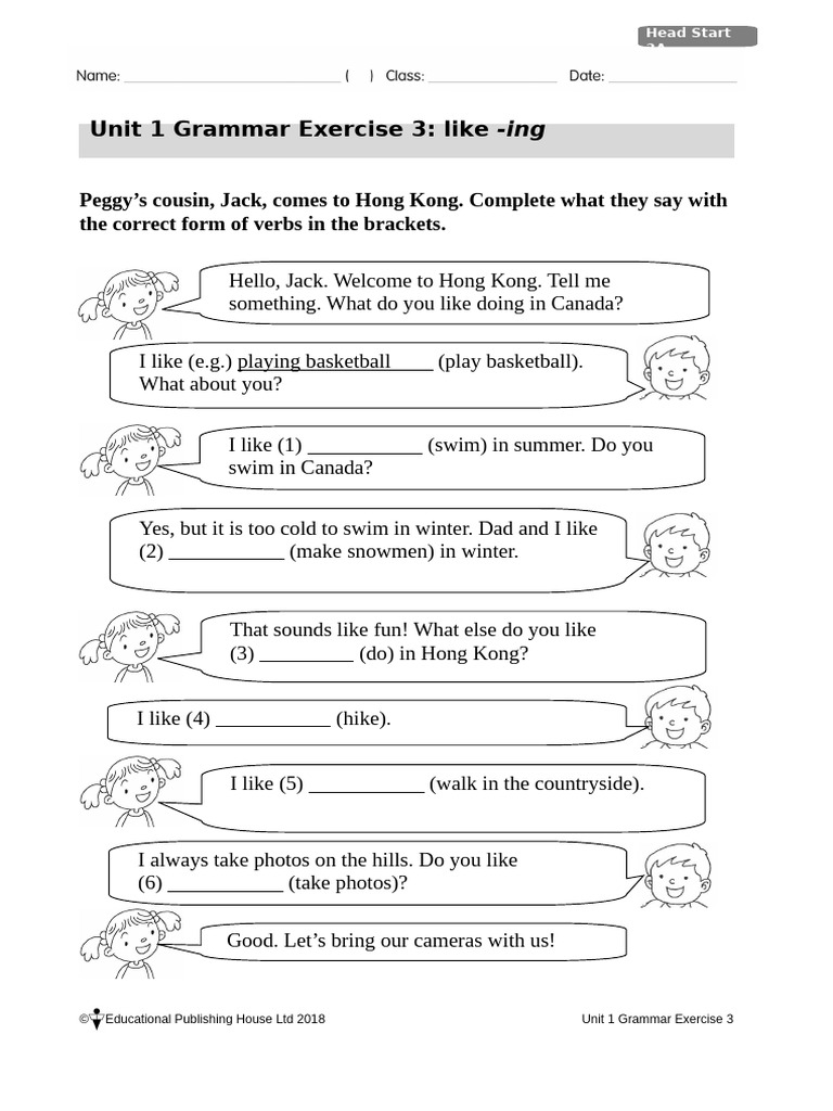 Grammar Exercise: Verbs in -ing Form | PDF | Language Arts & Discipline