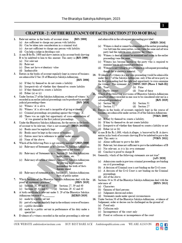 AIPYQ Objective (Section 27 To 38) . | PDF | Evidence (Law) | Judgment ...